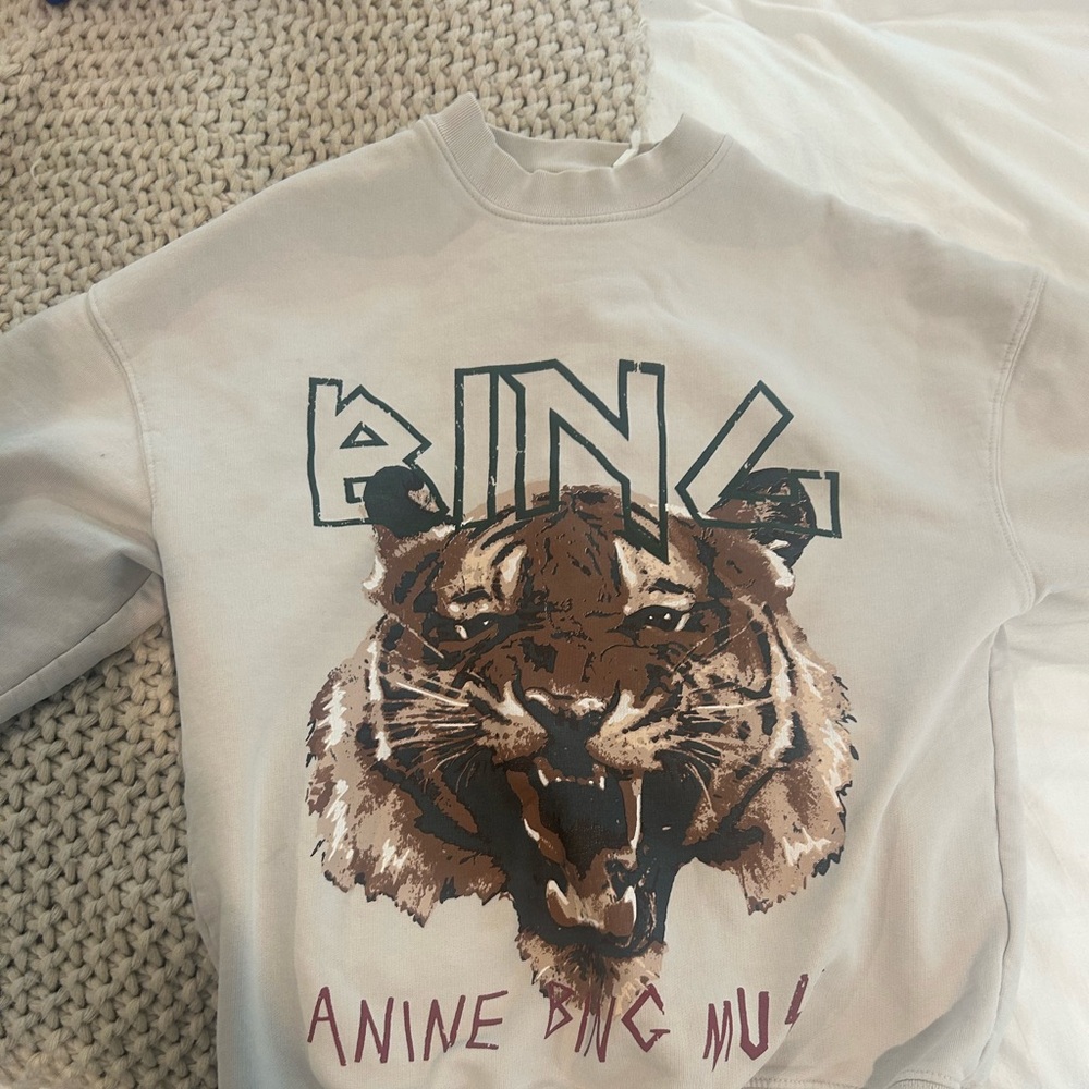 Anine Bing Cream Tiger Graphic Sweatshirt